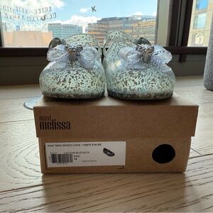 Mini Melissa Elsa Princess Dress Shoes with Glittery Finish 10T